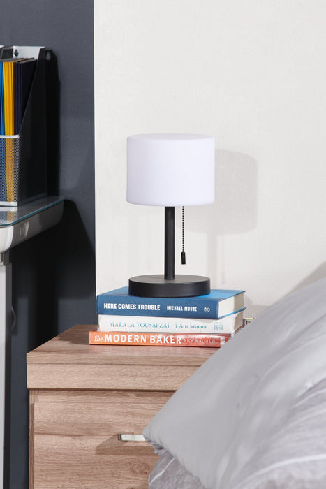 Solana 11” Modern Metal Acrylic Portable Table Lamp with USB Port - Black