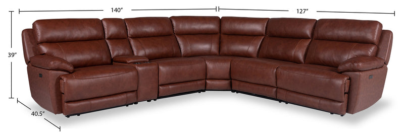 Sorrento 6-Piece Genuine Leather Sectional