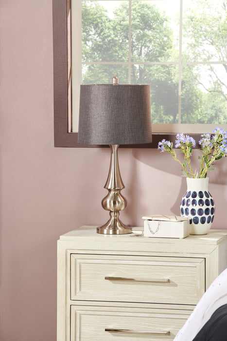 Brushed Nickel Table Lamp with Grey Metallic Shade