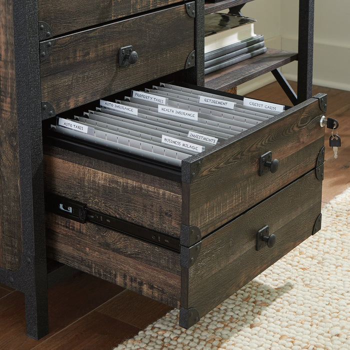 Steel River 42.05\" Commercial Grade Small Credenza with 3-Drawers - Carbon Oak