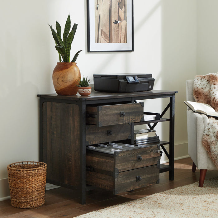Steel River 42.05\" Commercial Grade Small Credenza with 3-Drawers - Carbon Oak