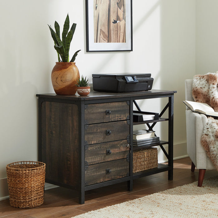 Steel River 42.05\" Commercial Grade Small Credenza with 3-Drawers - Carbon Oak