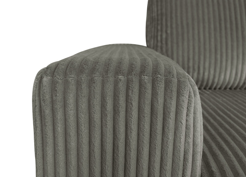 Stratus 59” Fog Grey Chenille Fabric Chair with Power Sliding Chaise and Two Accent Pillows