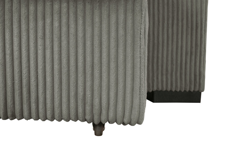 Stratus 59” Fog Grey Chenille Fabric Chair with Power Sliding Chaise and Two Accent Pillows
