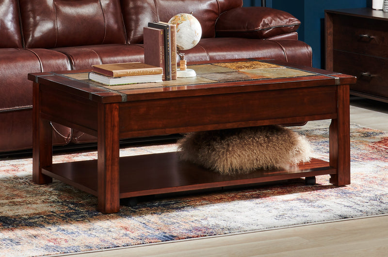 Roanoke Coffee Table with Lift Top and Casters - Cherry Wood