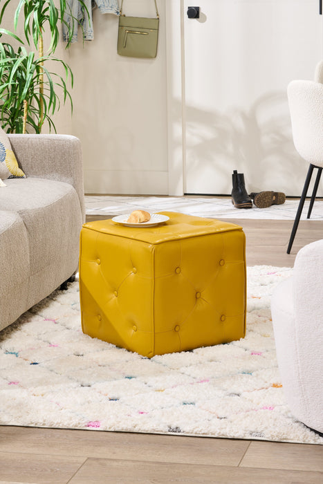 Talbott Faux Leather Ottoman - Yellow