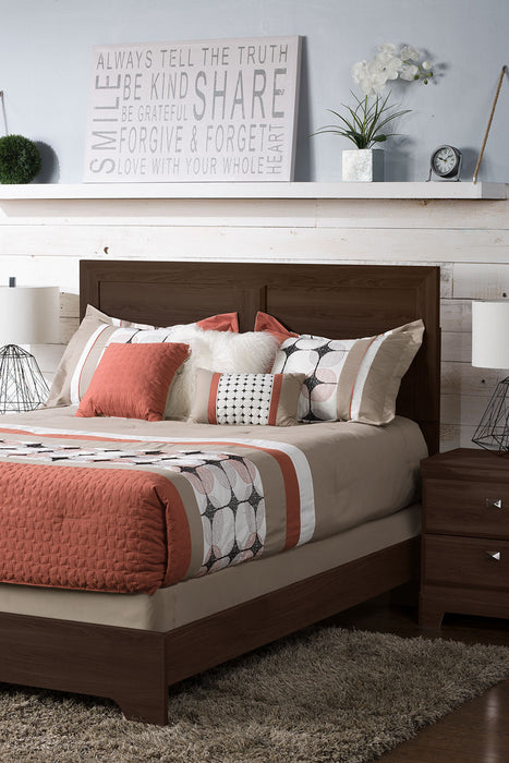 Yorkdale Panel Bed with Headboard & Frame, Made in Canada, Brown - Queen Size 