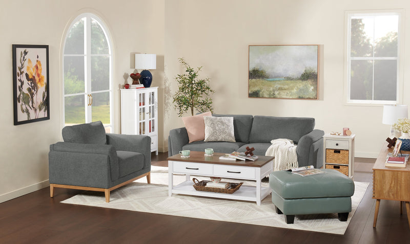 Vita 100% Genuine Leather Ottoman - Seafoam