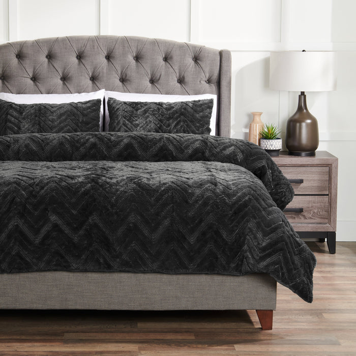 Tilda 3-Piece Full/Queen Comforter Set - Charcoal 