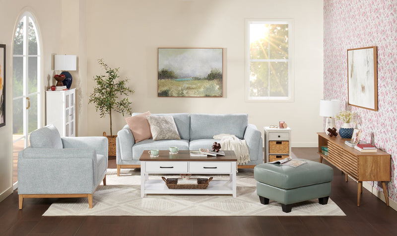 Valley 83.5\" Fabric Sofa with Rubberwood Base and Legs - Grey