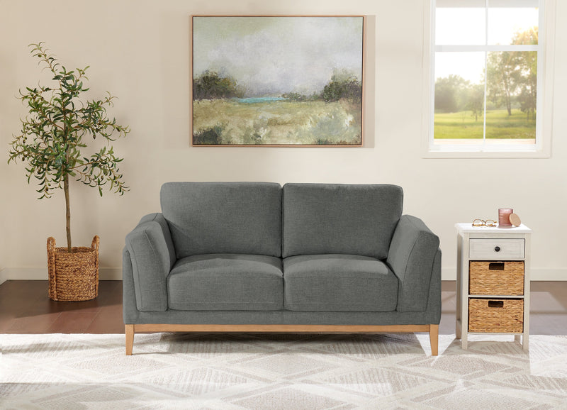 Valley 67.7\" Fabric Loveseat with Rubberwood Base and Legs - Pewter