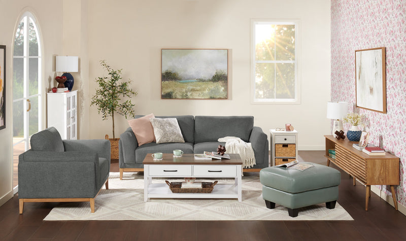 Valley 44\" Fabric Chair with Rubberwood Base and Legs - Pewter