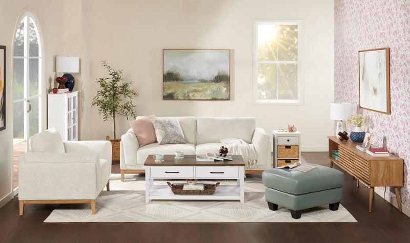 Valley 44\" Fabric Chair with Rubberwood Base and Legs - Sand