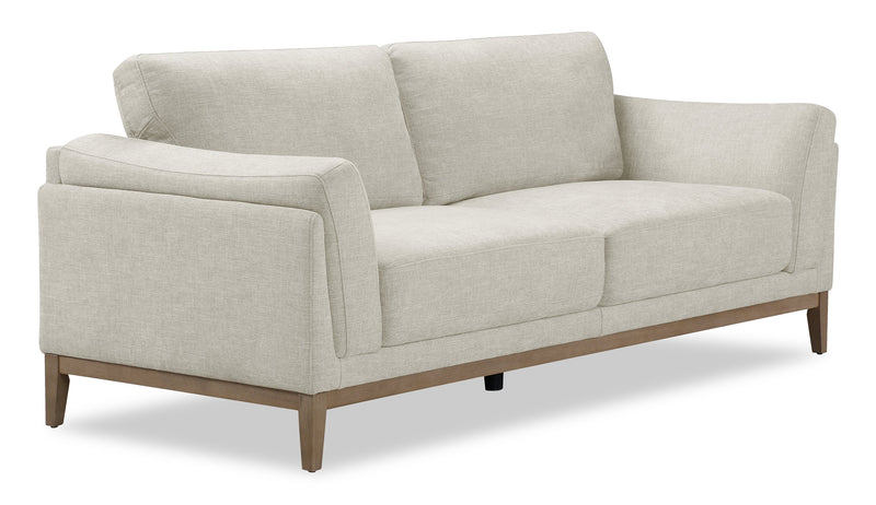 Valley 83.5\" Fabric Sofa with Rubberwood Base and Legs - Sand