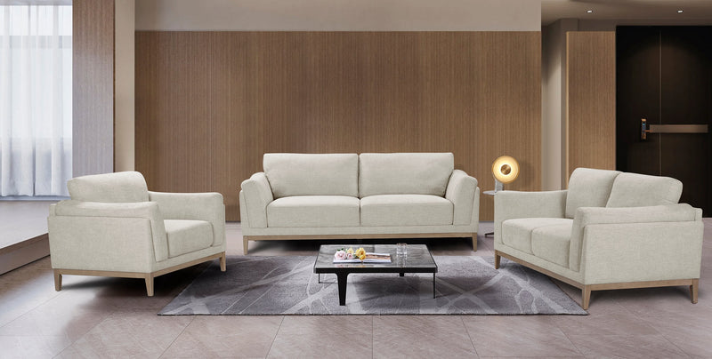 Valley 83.5\" Fabric Sofa with Rubberwood Base and Legs - Sand