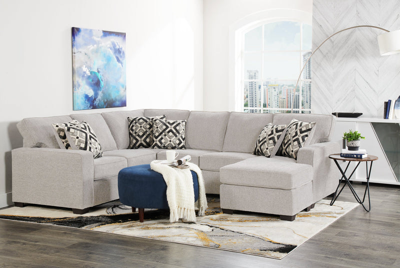 Made in Canada Verona 2-Piece Right-Facing Linen-Look Fabric Sectional with Removable Cushions - Beige 