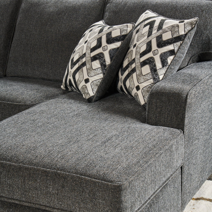 Made in Canada Verona 2-Piece Right-Facing Linen-Look Fabric Sectional with Removable Cushions - Charcoal Grey 