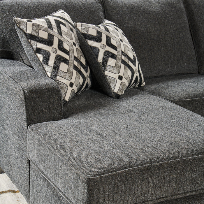 Made in Canada Verona 2-Piece Left-Facing Linen-Look Fabric Sectional with Removable Cushions - Charcoal Grey 