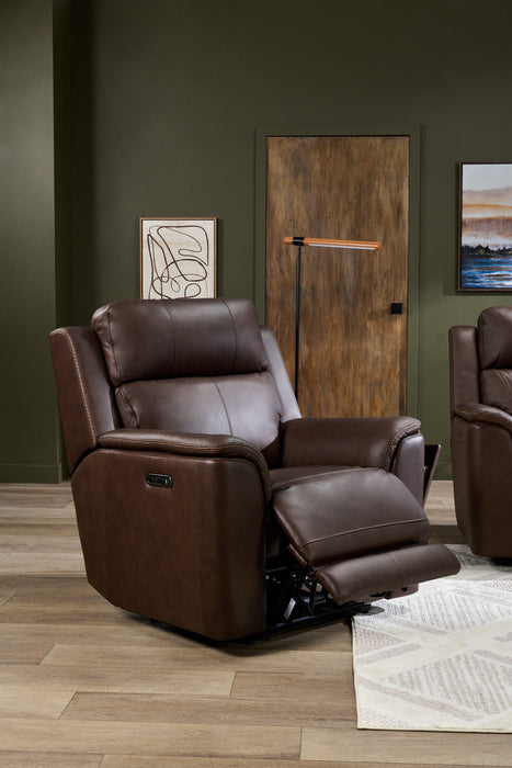 Vibe 40\" Genuine Leather Massage Power Reclining Chair with Immersive Audio and Power Headrests - Brown