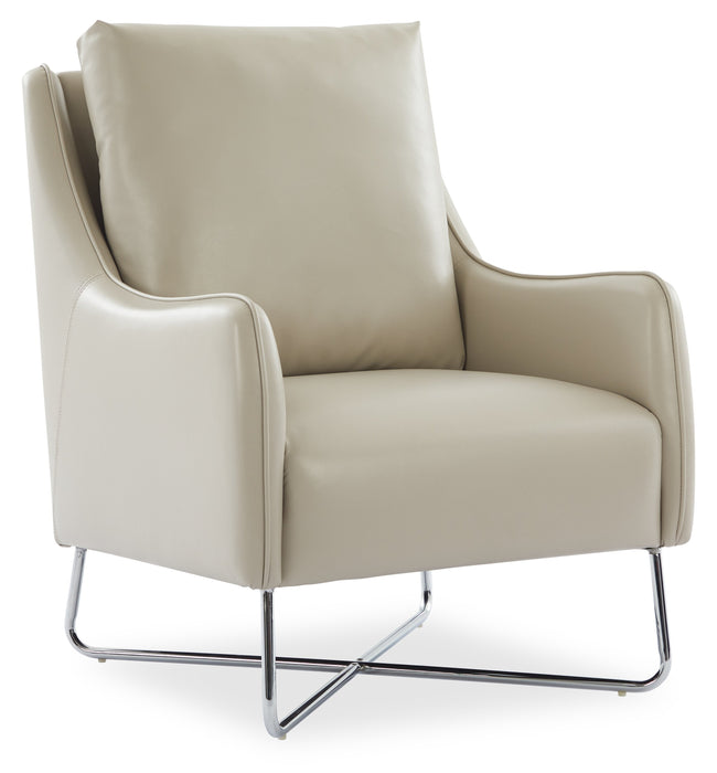 Vine 34.6\" Leather-Look Fabric Accent Chair with Metal Legs - Taupe 