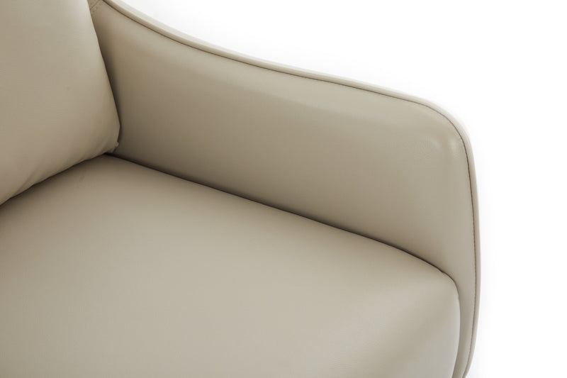 Vine 34.6\" Leather-Look Fabric Accent Chair with Metal Legs - Taupe 