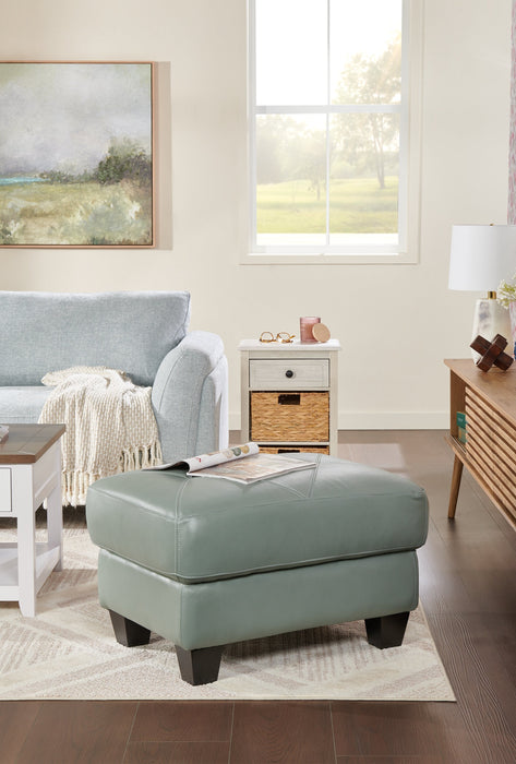 Vita 100% Genuine Leather Ottoman - Seafoam