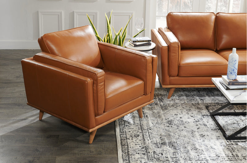 Vivia Top-Grain Genuine Leather Chair - Caramel