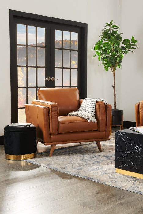 Vivia Top-Grain Genuine Leather Chair - Caramel