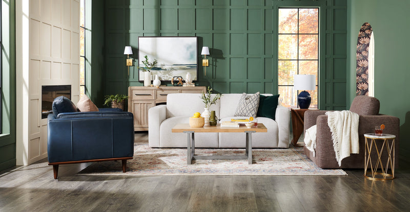 Vivia Top-Grain Genuine Leather Chair - Navy
