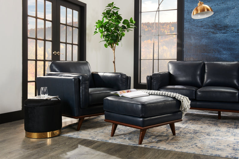 Vivia Top-Grain Genuine Leather Chair - Navy