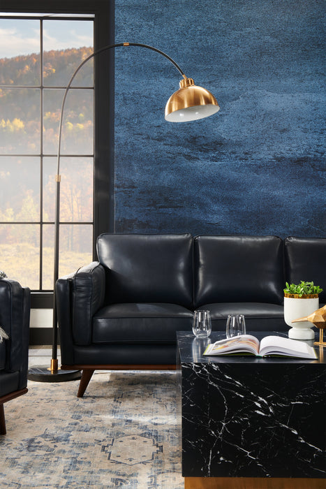 Vivia Top-Grain Genuine Leather Sofa - Navy