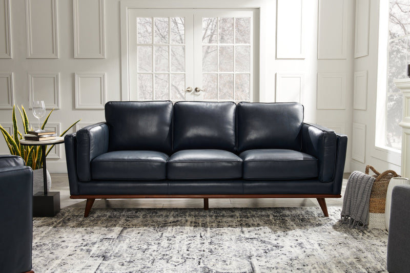 Vivia Top-Grain Genuine Leather Sofa - Navy