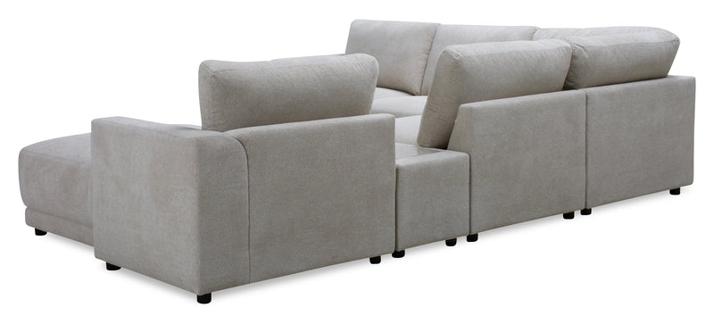 Voyage Modular 6-Piece Right-Facing Fabric Sectional with Console and Removable Back Cushions – Beige