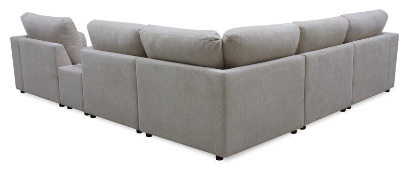 Voyage Modular 6-Piece Right-Facing Fabric Sectional with Console and Removable Back Cushions – Beige