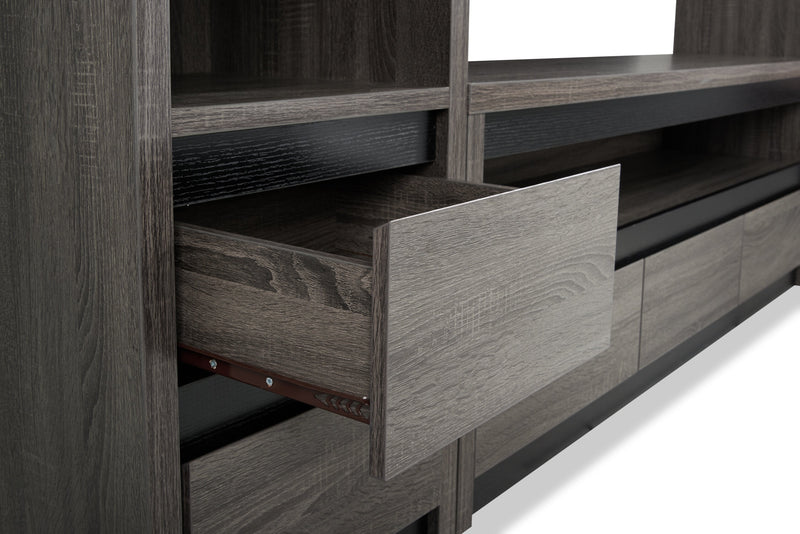Walker 98.5\" 3-Piece Entertainment Centre with Storage and Cable Management for TVs up to 70\"- Distressed Grey