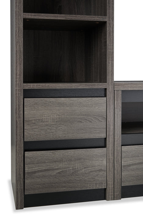 Walker 98.5\" 3-Piece Entertainment Centre with Storage and Cable Management for TVs up to 70\"- Distressed Grey
