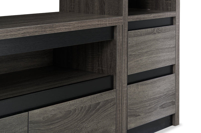 Walker 98.5\" 3-Piece Entertainment Centre with Storage and Cable Management for TVs up to 70\"- Distressed Grey