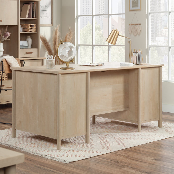 Whitaker Point 65.98\" Commercial Grade Executive Office Desk with 5-Drawers & Cabinet - Natural Maple
