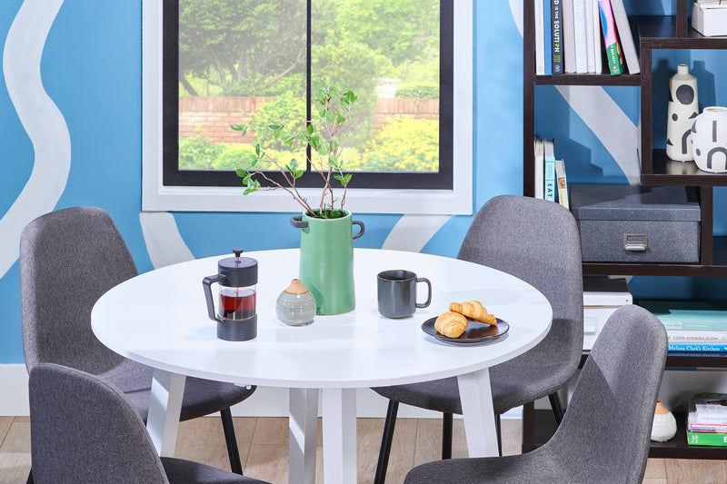 Bryn Drop-Leaf Dining Table, 42\" Round - White