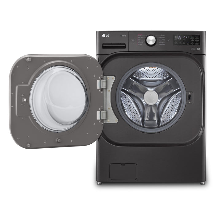 LG 6 Cu. Ft. Front-Load Washer and 9 Cu. Ft. Electric Dryer - Black Steel 