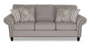 Made in Canada Wynn 93\" Chenille Fabric Sofa with Nailhead Trim and Wood Bun Legs - Grey 