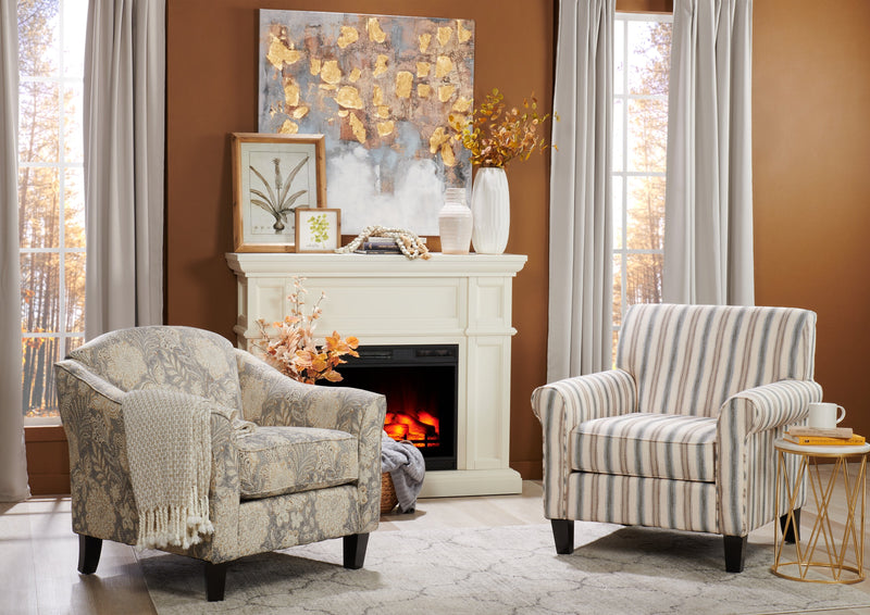 Wynn Linen-Look Fabric Accent Chair - Stripe