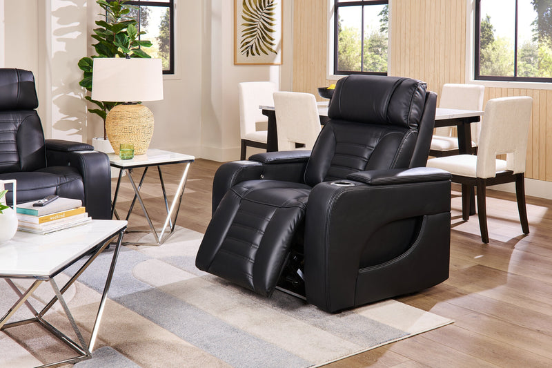 Zen 40\" Black Faux Leather Power Reclining Massage Chair with Power Headrest and Heated Seat 