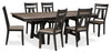 Zao 7pc Dining Set with Table & 6 Chairs, 66-94\"W Extension, Melamine - Brown 