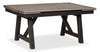 Zao Dining Table with 66-94\"W Extension, Melamine, Trestle Base - Brown 