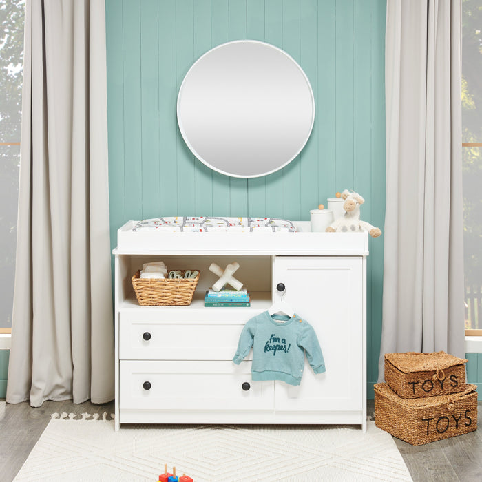 Zoe Baby Change Table with Storage Drawers - White 