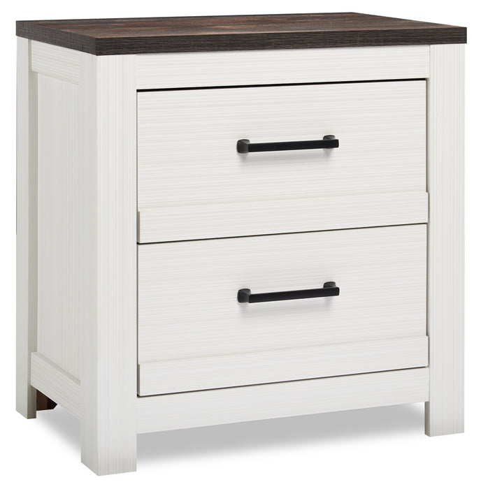 Zoey Bedside 2-Drawer Nightstand, 24.4\"W x 24.9\"H - Two-tone White & Brown 