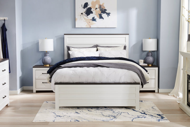 Zoey Bedside 2-Drawer Nightstand, 24.4\"W x 24.9\"H - Two-tone White & Brown 