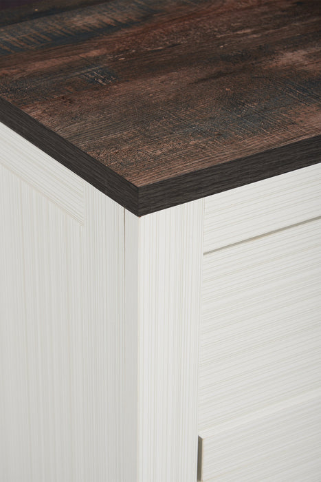 Zoey Bedside 2-Drawer Nightstand, 24.4\"W x 24.9\"H - Two-tone White & Brown 