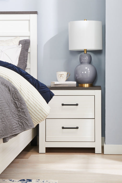 Zoey Bedside 2-Drawer Nightstand, 24.4\"W x 24.9\"H - Two-tone White & Brown 